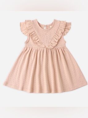 Only worn once! Quincy Mae Sleeveless Ruffle V Dress-Melon